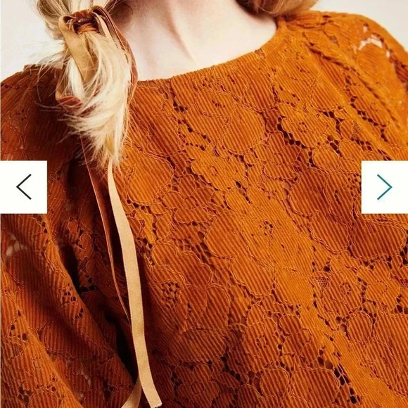 Dolan Norah Floral Corduroy Blouse Orange XS - Picture 3 of 14